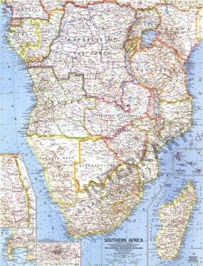 1962 Sydafrika Kort 48 x 63 cm