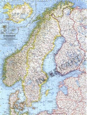1963 Scandinavia Map 48 x 63cm