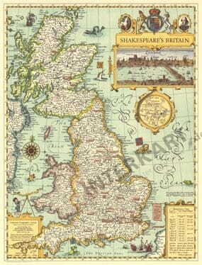 1964 Shakespeare's Britain Map 48 x 63cm