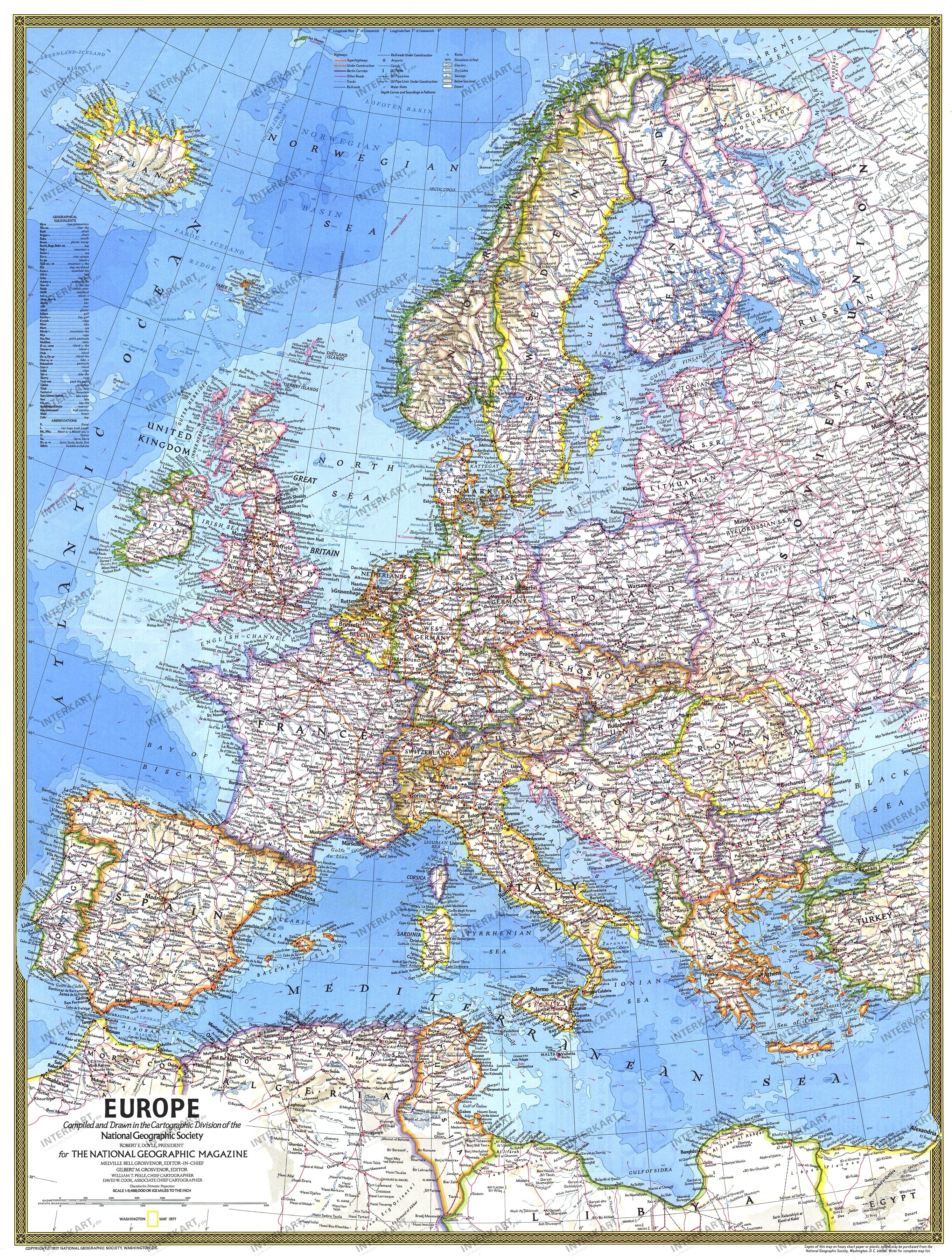 1977 Europe Map 57 x 76cm
