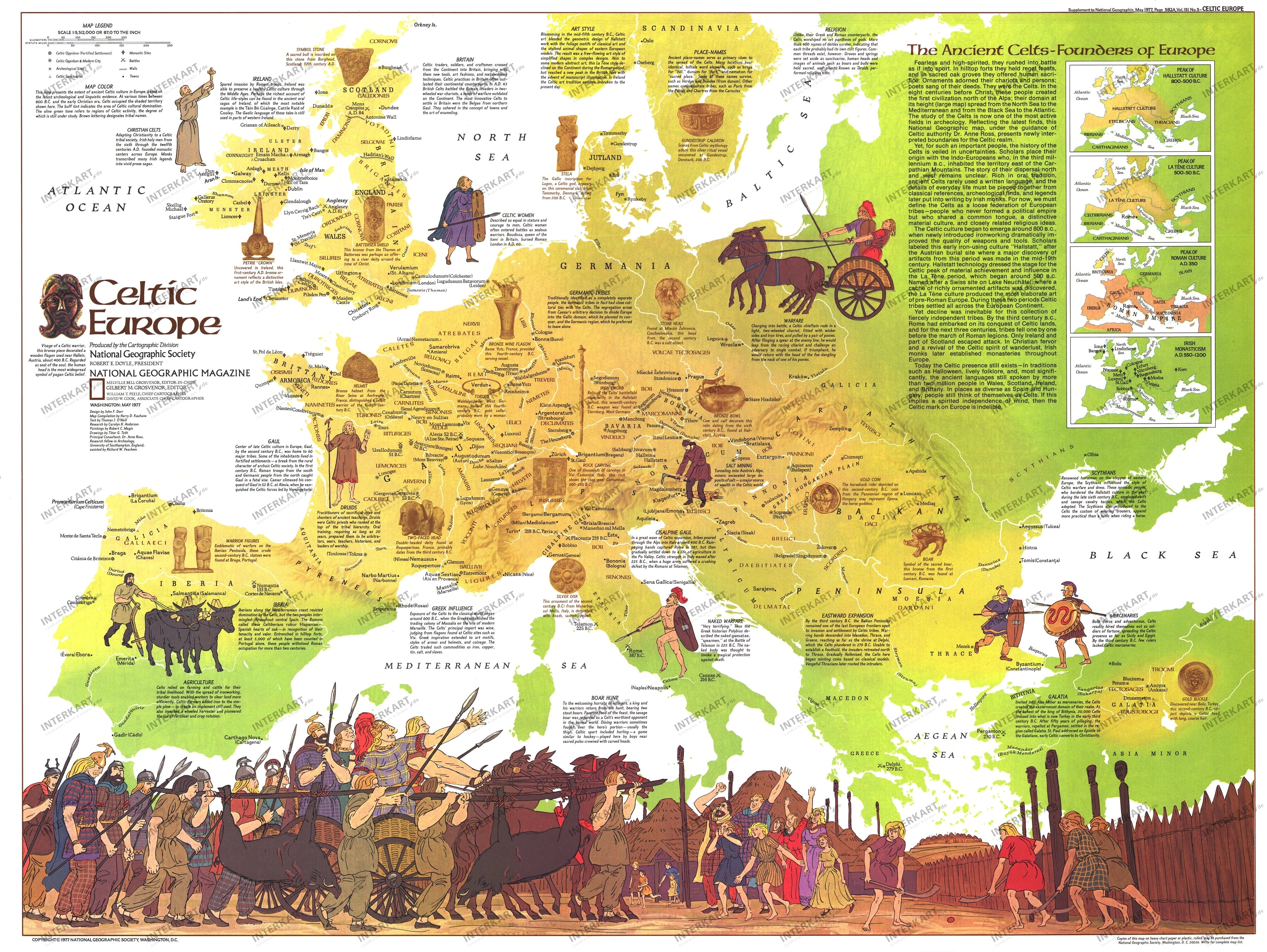 1977 Celtic Europe Map 76 x 57cm