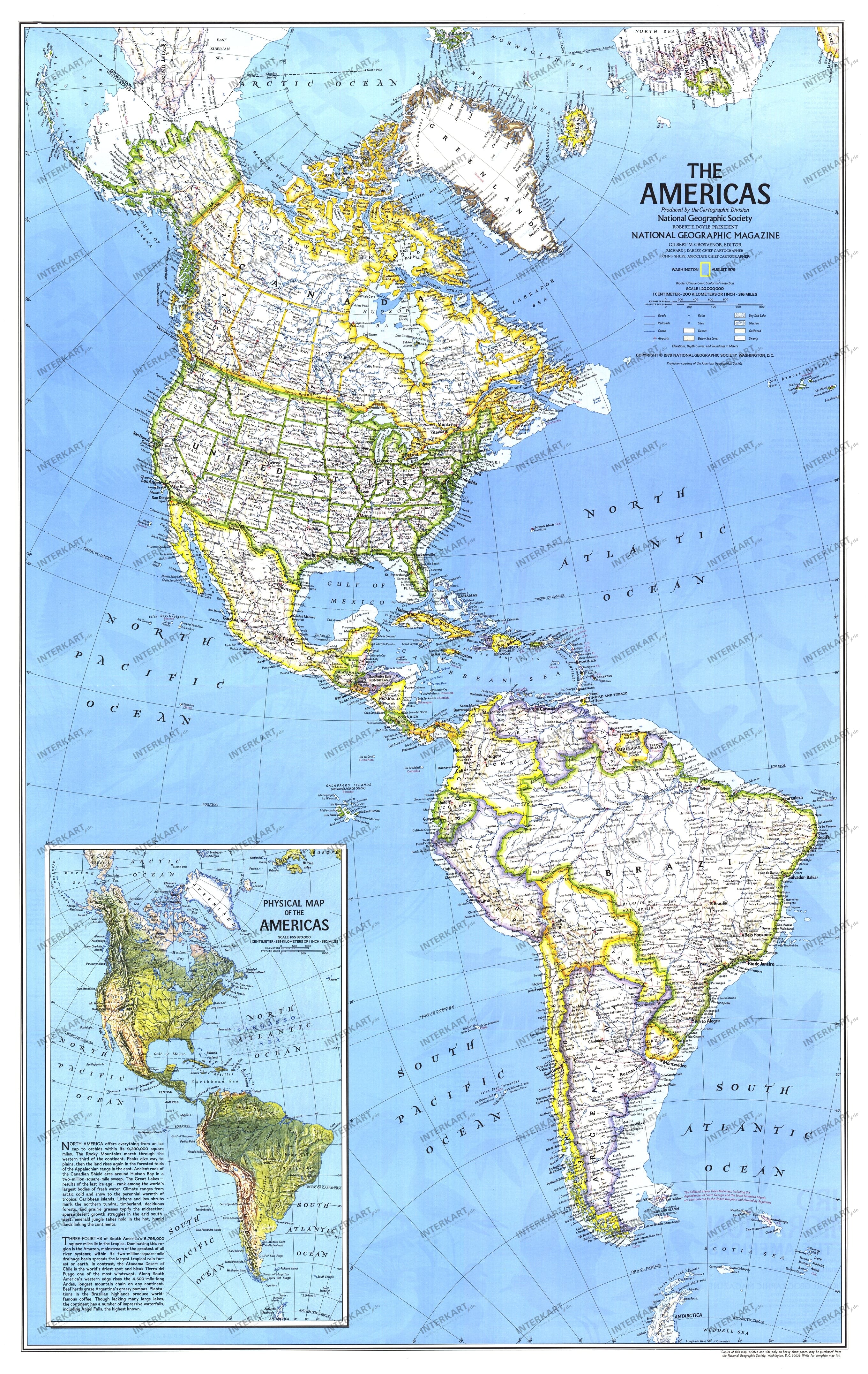 1979 The Americas Map 57 x 91cm