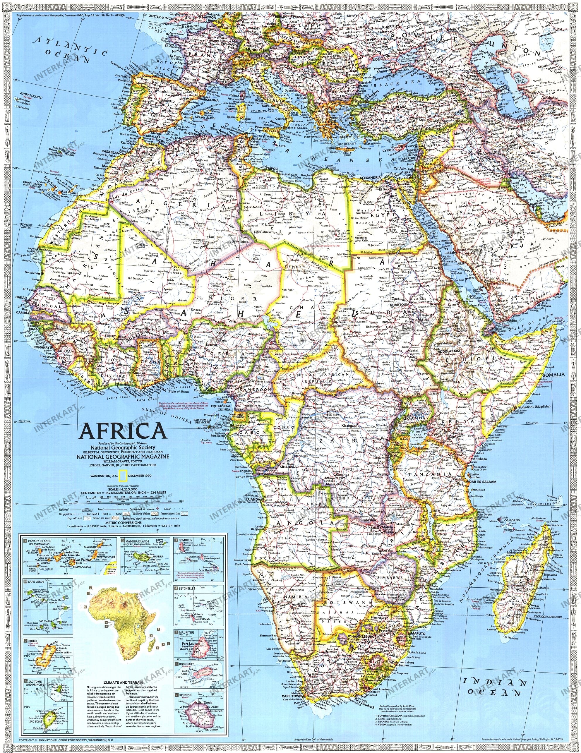 1990 Africa Map 51 x 72cm