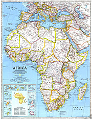 1990 Afrika Karte 51 x 72cm