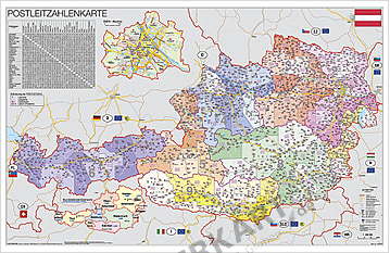 Postcode Map Austria 95 x 62cm