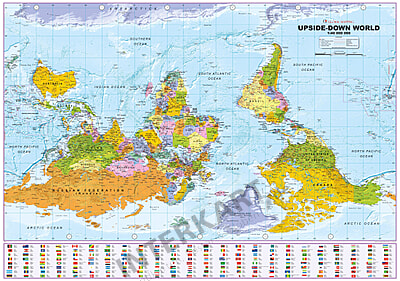 Upside Down World Map 99 X 69cm
