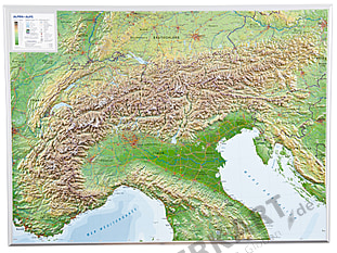 3D Raised Relief Alps Map