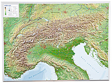3D Reliefkarte Alpen Poster