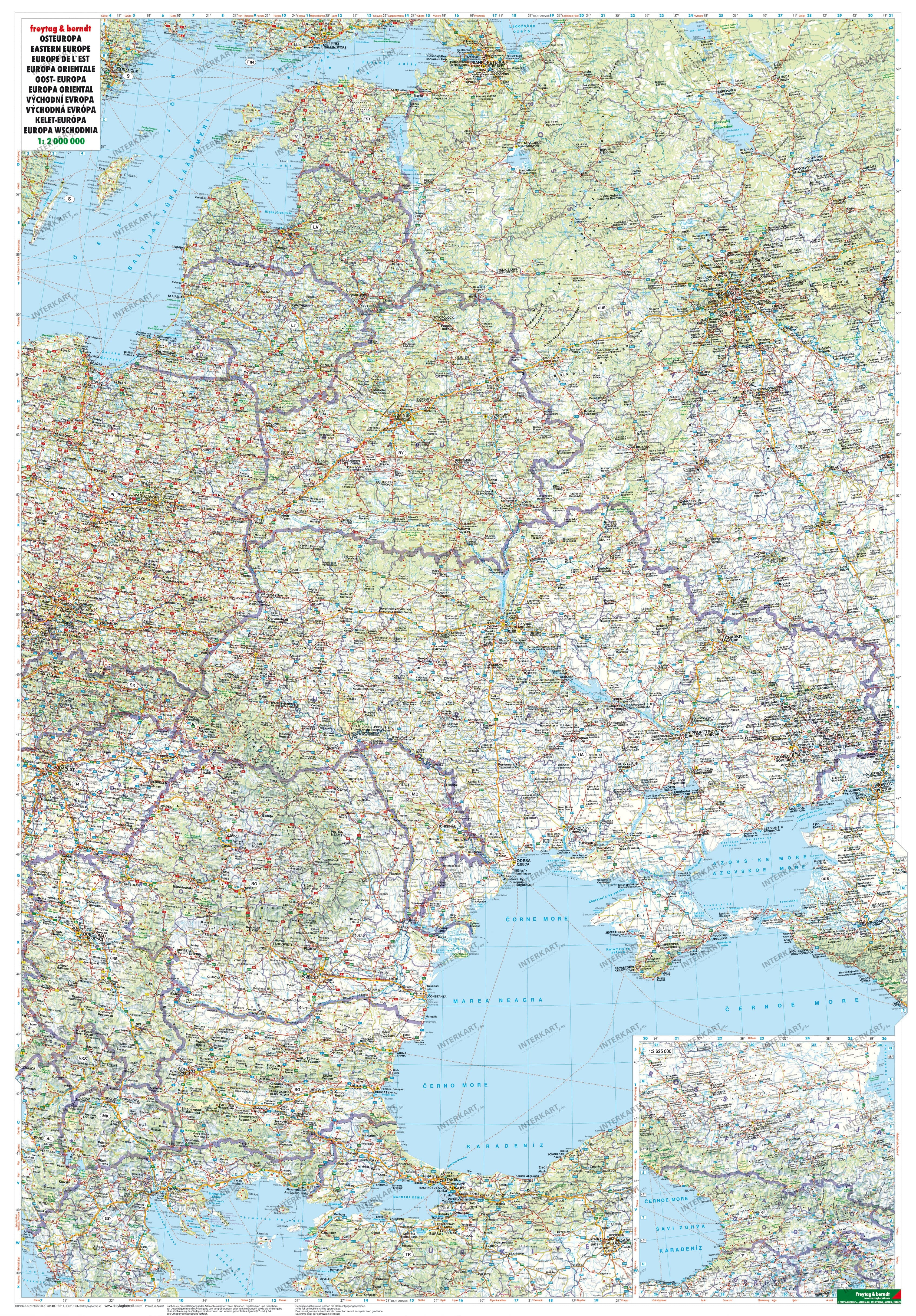 Osteuropa Landkarte 86 x 123cm