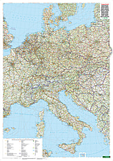 Central Europe Road Wall Map 87 x 123cm