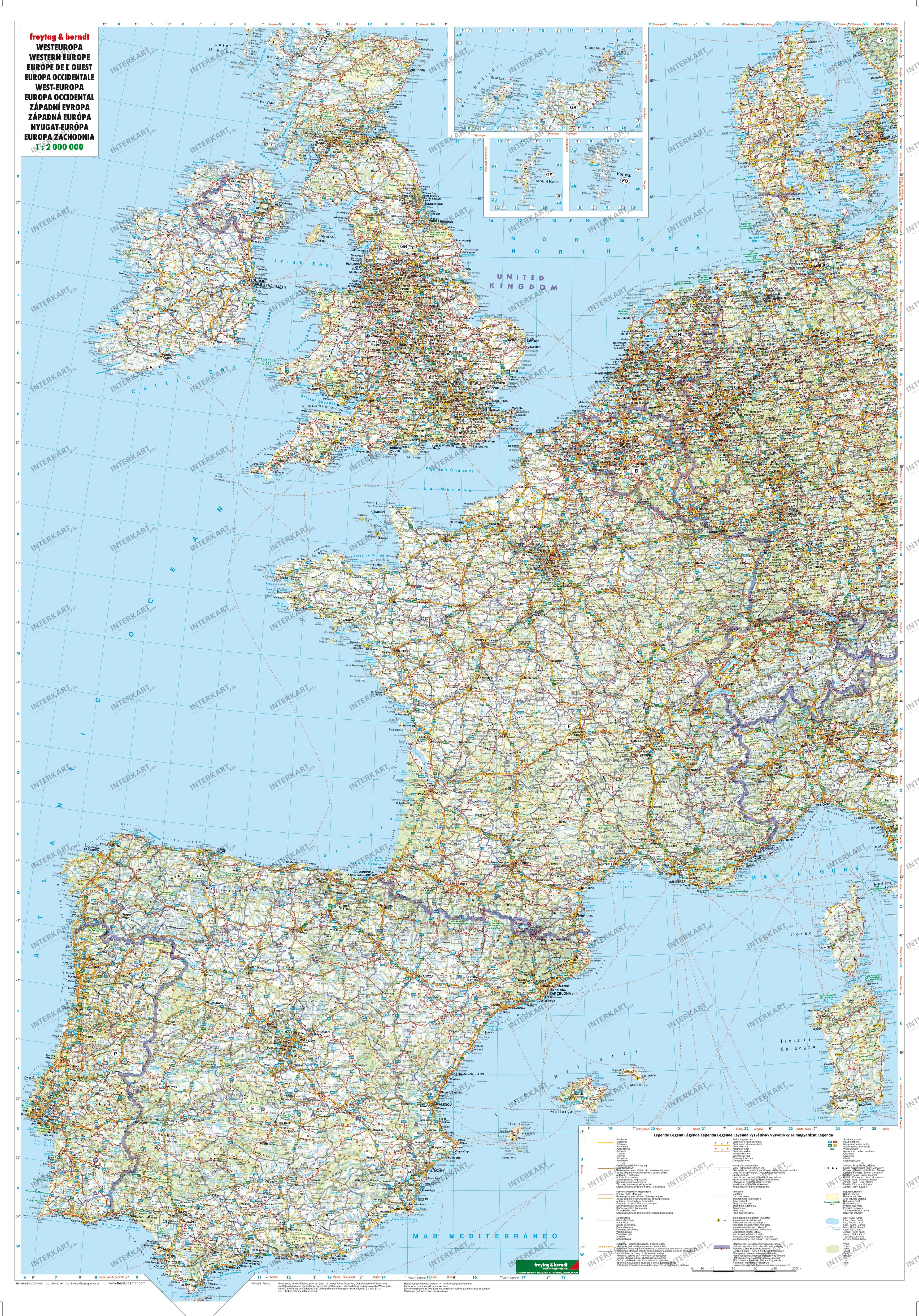 Westeuropa Straßenkarte