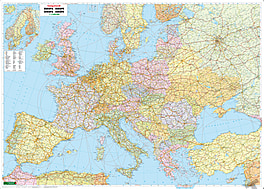 Politische Europa Straßen Karte 126 x 90cm
