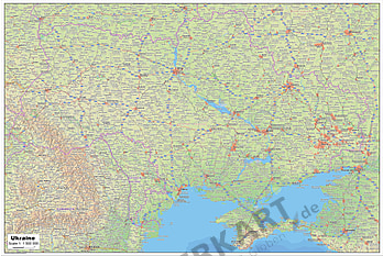 Topografische Ukraine Karte 120 x 80cm