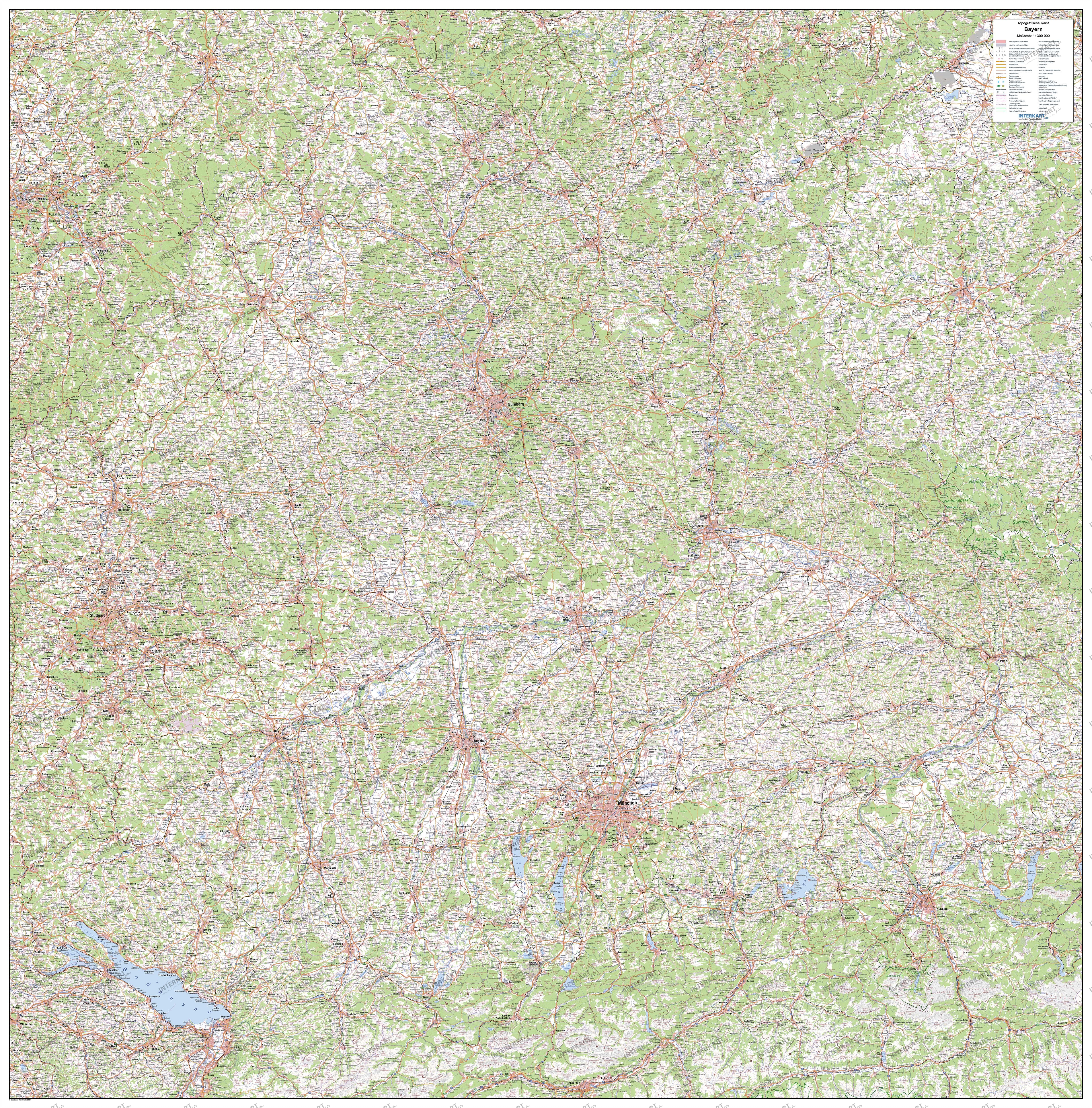 Topographical Bavaria Map