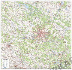 Topographic Brandenburg and Berlin Map 108 x 105cm