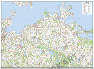 Topographic Map of Mecklenburg-Western Pomerania 140 X 100cm