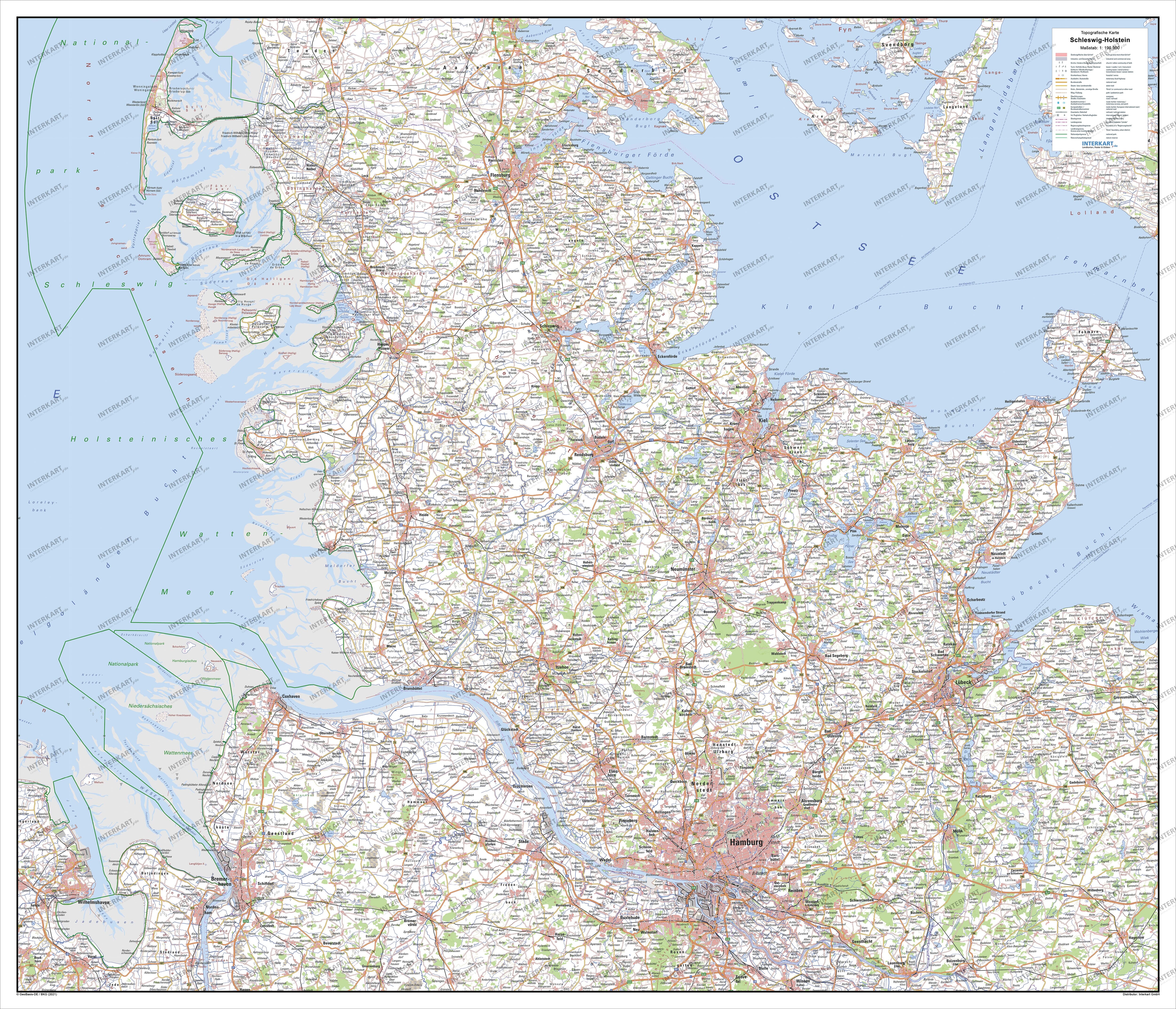 Topographic Map of Schleswig-Holstein