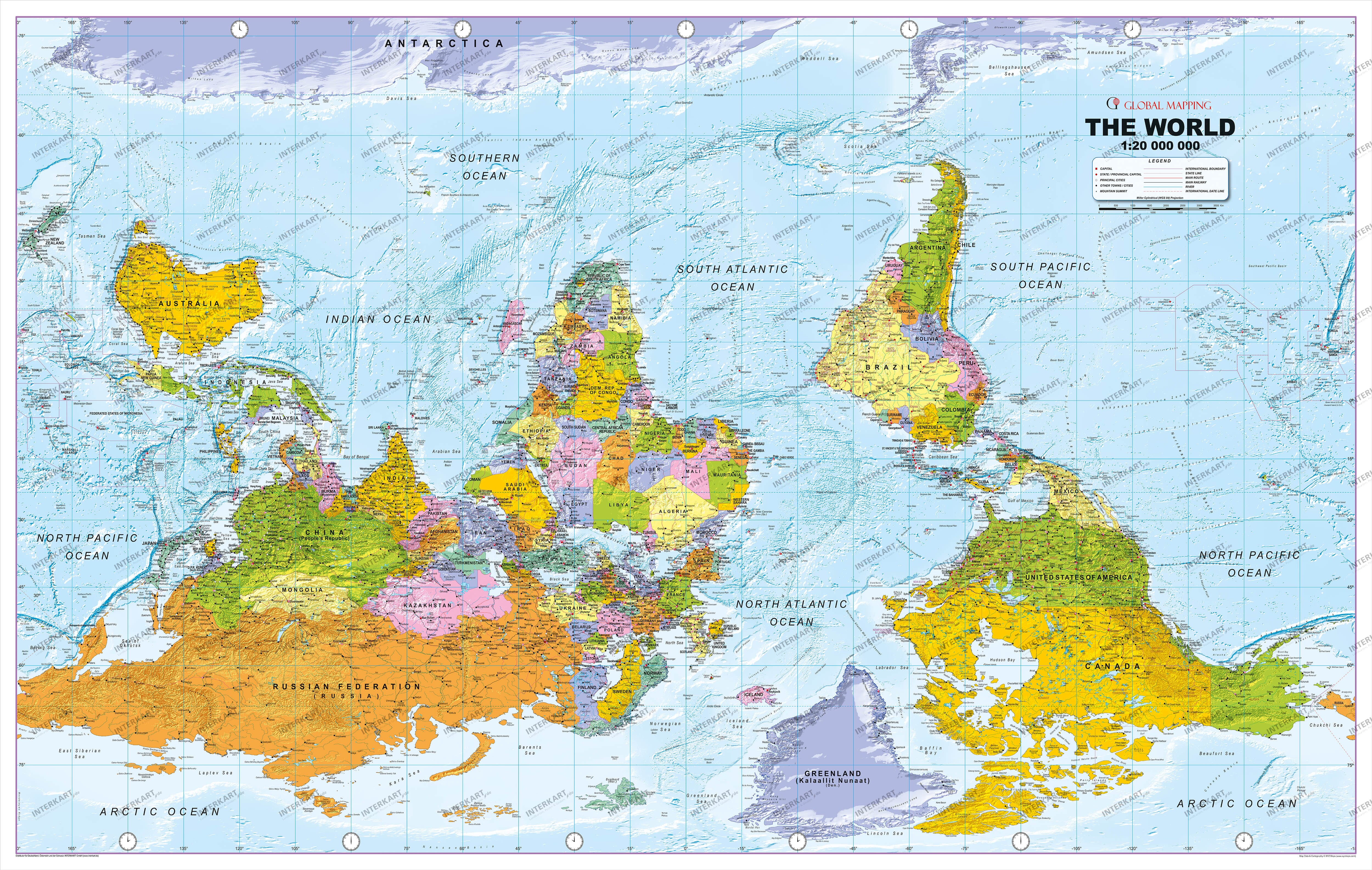Upside Down - Political World Map XL 192 x 122cm