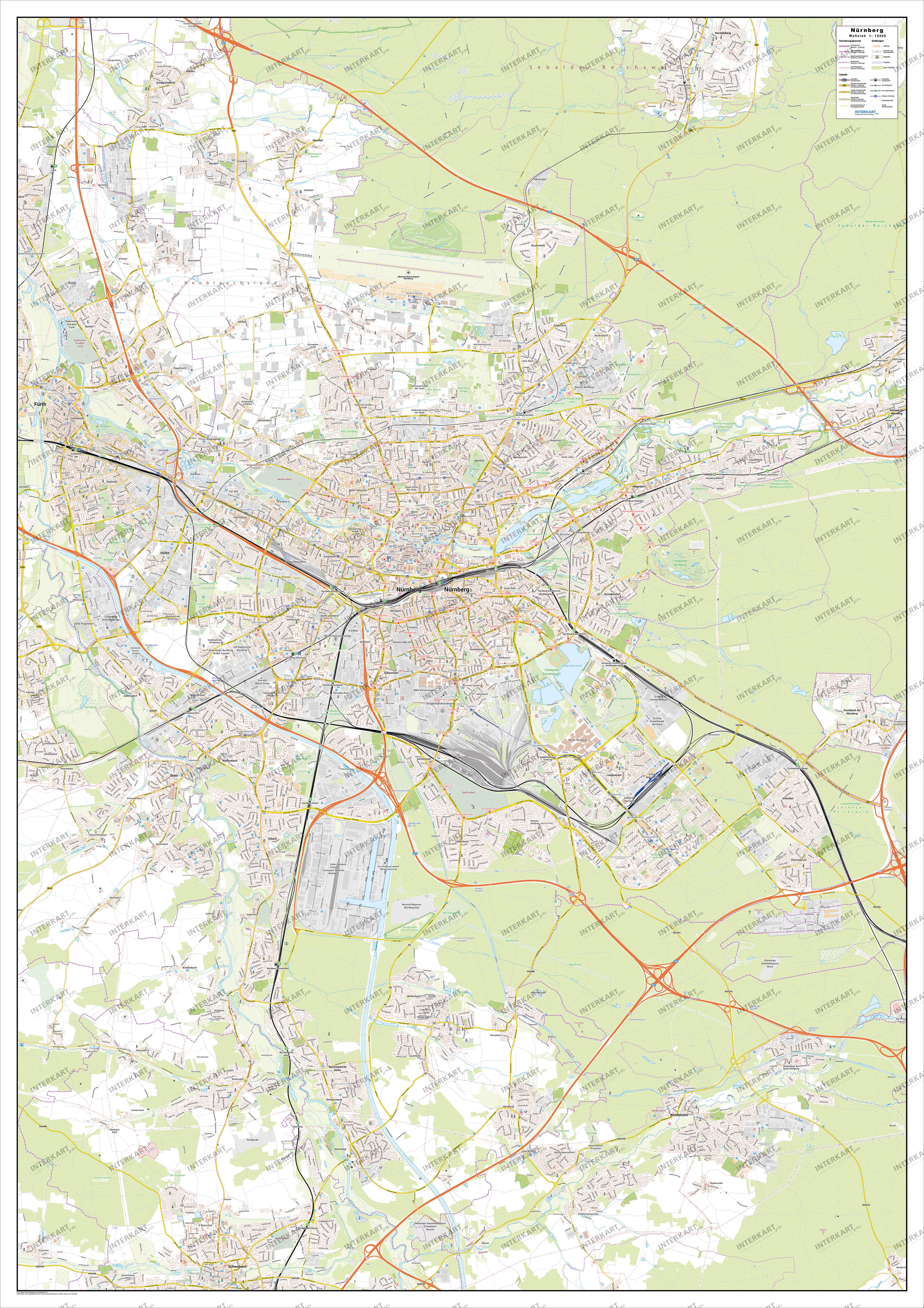 City Map Nuremberg 110 x 155cm