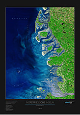 Poster der Nordfriesischen Inseln kaufen - Satelliten Karte