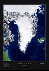 Grönland Satelliten Karte Poster 