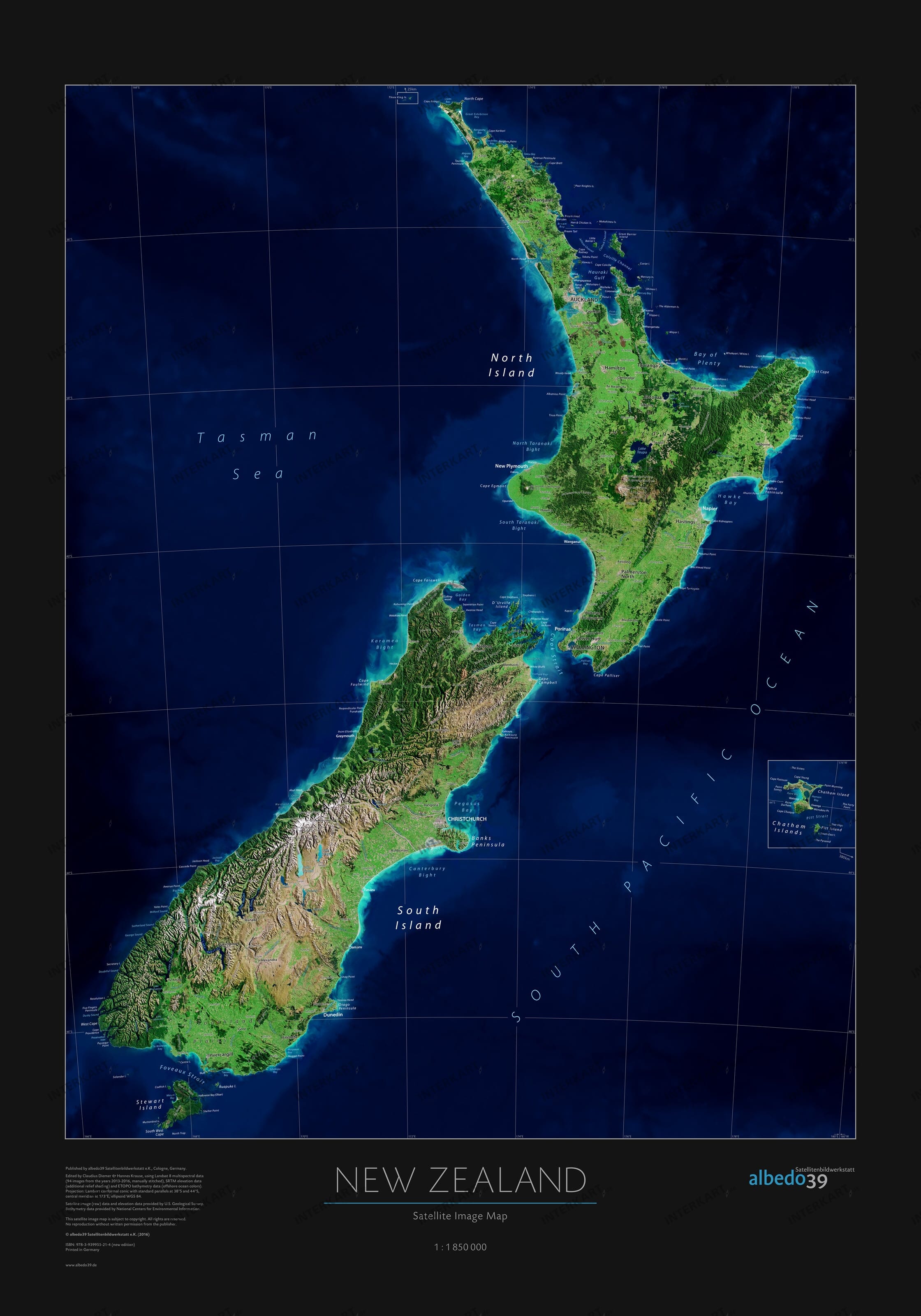 Neuseeland Satelliten Poster