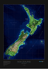 Neuseeland Satelliten Poster 70 x 100cm