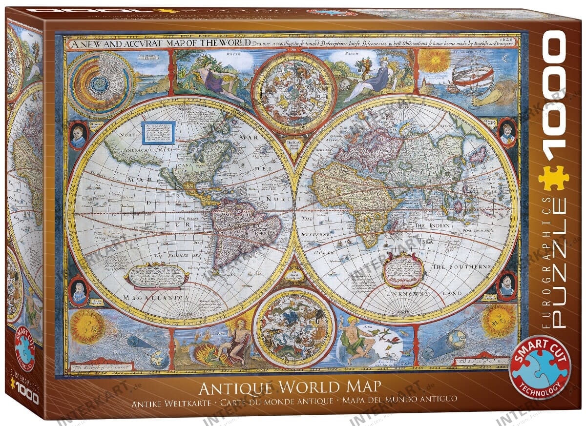 Antique World Map Puzzle 1000 Pieces 49 x 68cm