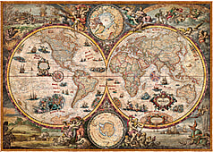 Vintage Hemisphere Weltkarte englisch 136 x 96cm