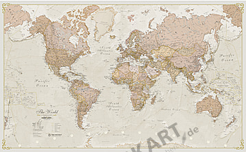 Weltkarte politisch antik englisch 136 x 84cm