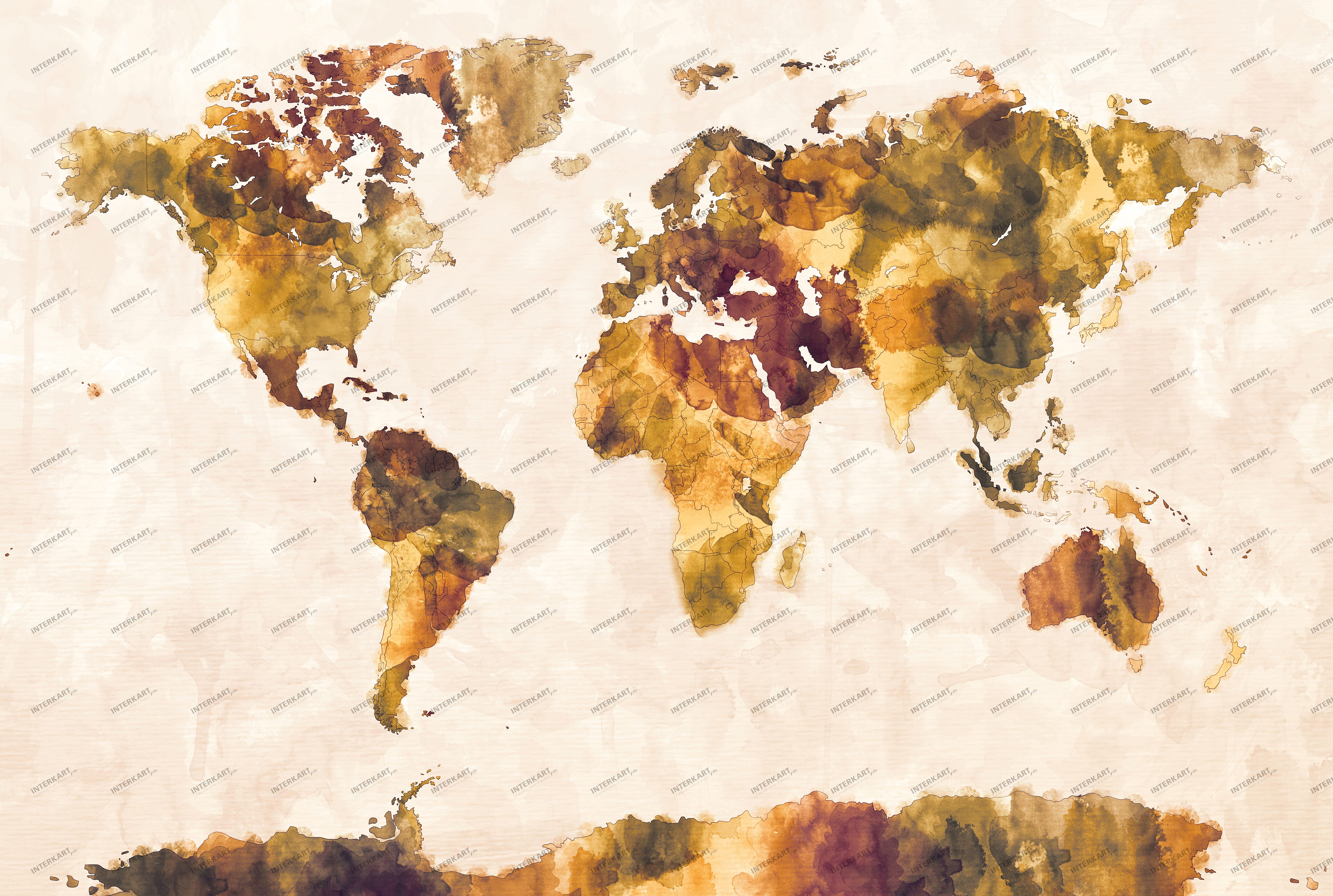 Weltkarte Aquarell 100 x 65cm