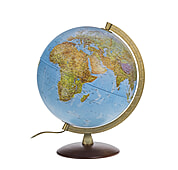 Doppelbild Globus 30cm, mit Holzfuß und Metallmeridian