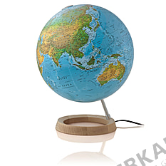 Double image globe 30cm with circular wooden base