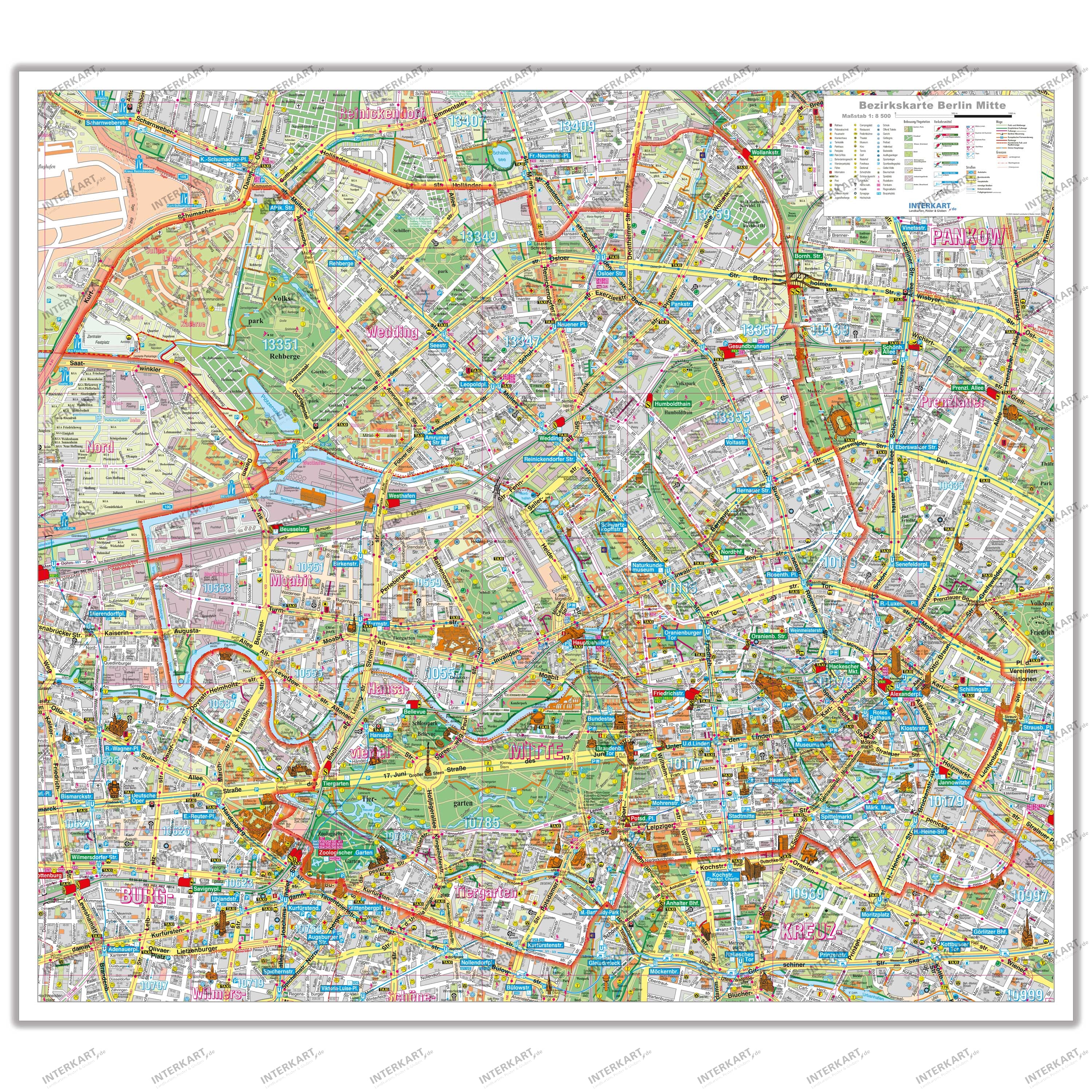 Berlin-Mitte map with districts