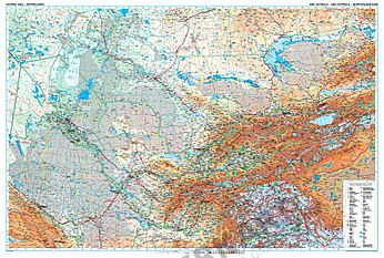 Zentralasien Karte - Mittelasien Landkarte als Poster 