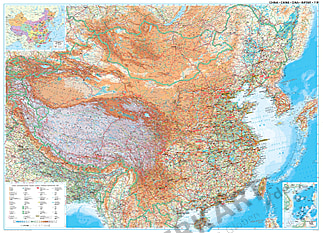 China geografische Landkarte 122 x 88cm