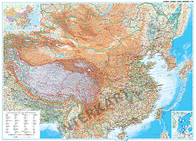 China Karte Physikalisch 122 X cm