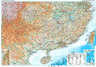 Südchina Karte mit Taiwan 125 x 88cm