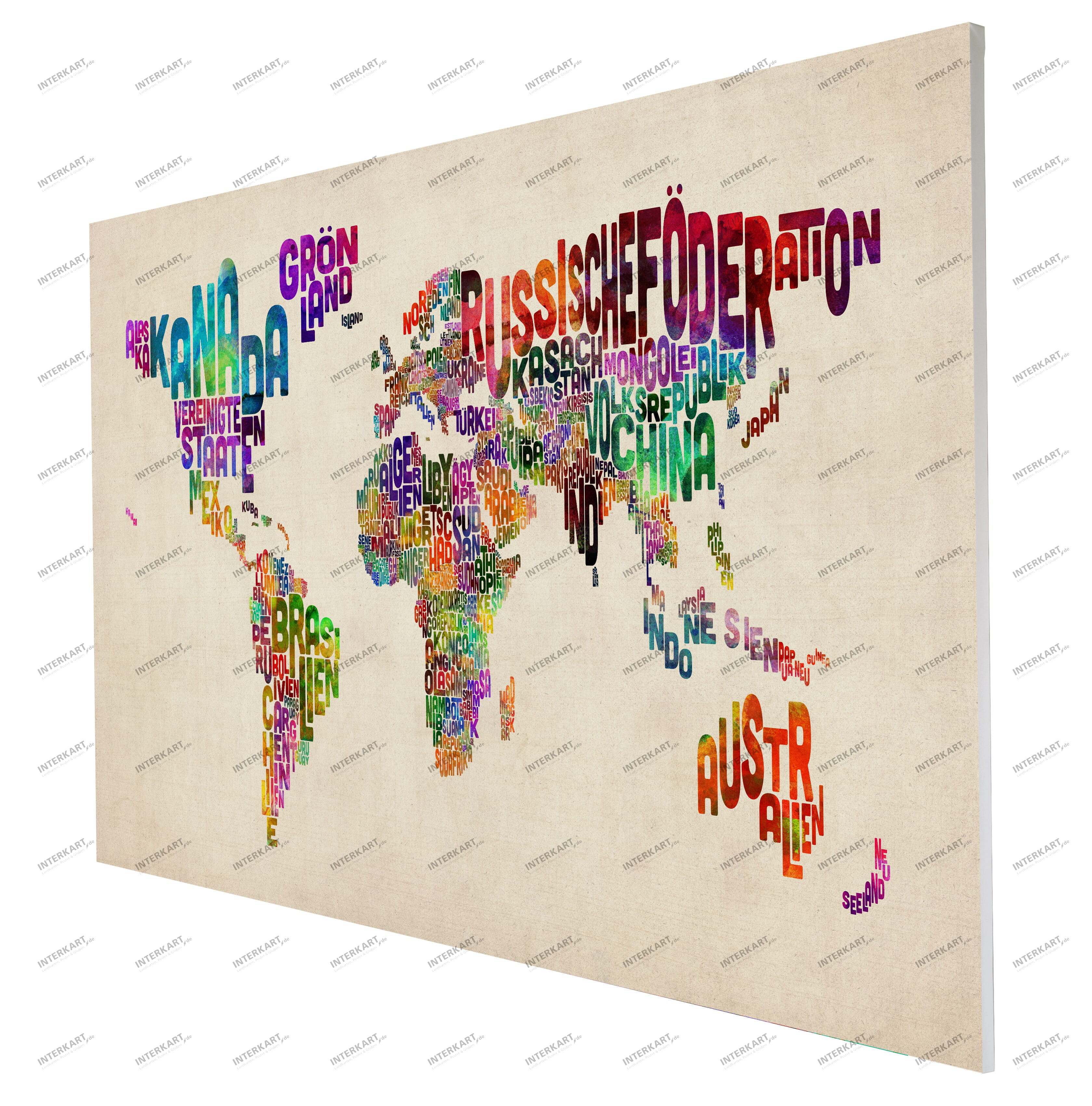 Weltkarte Buchstaben 