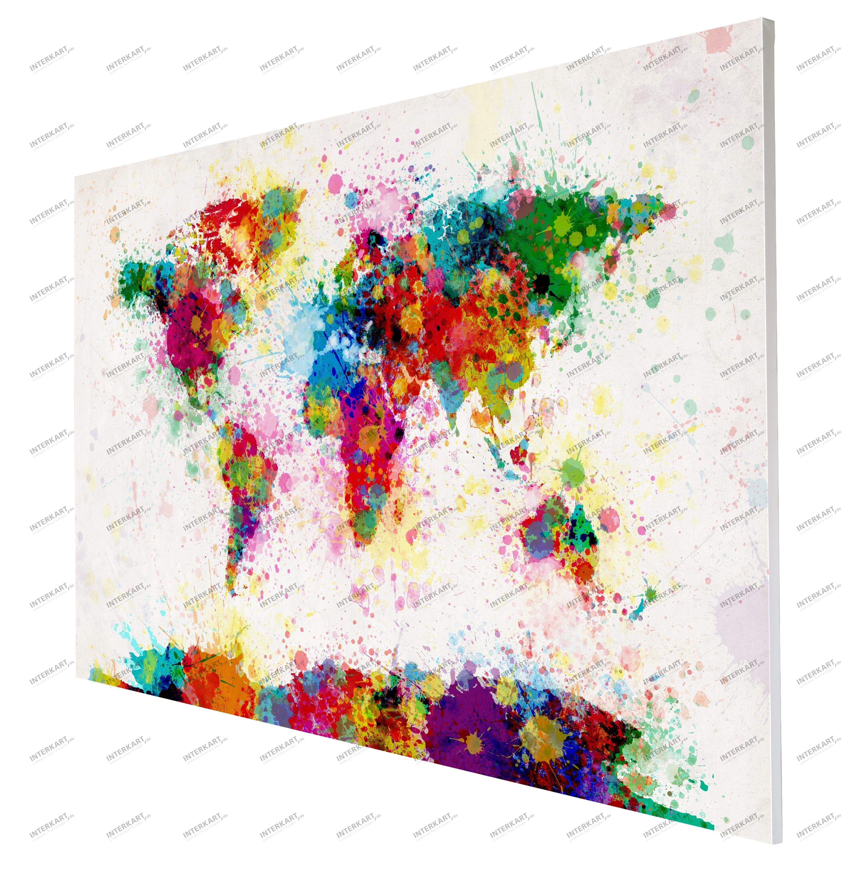 Farbspritzer Weltkarte auf Leinwand von artPause Artpause