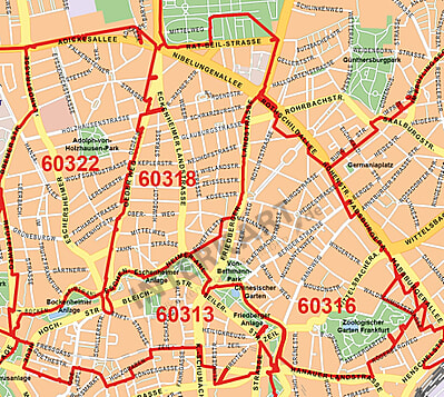 Stadtplan Frankfurt Am Main Mit Postleitzahlen 100 X 100cm