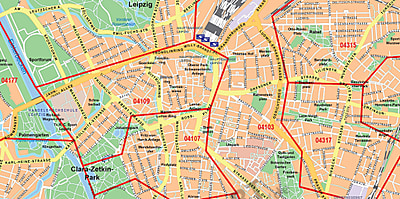 Stadtplan Leipzig Mit Postleitzahlen 100 X 100cm