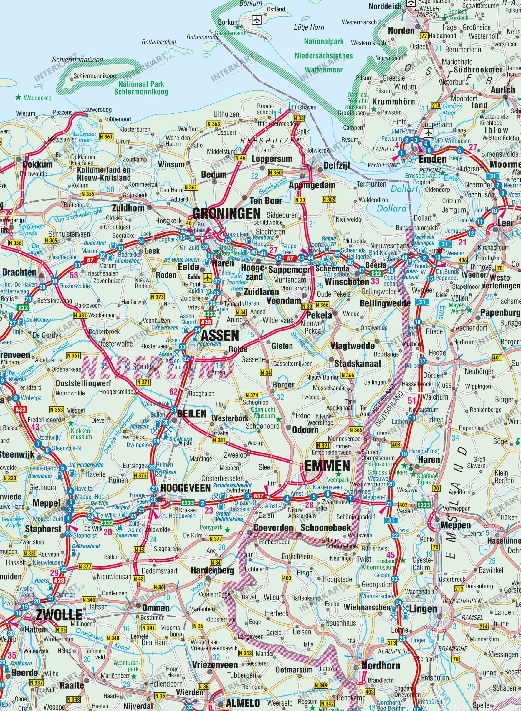 Strassenkarte Benelux 95 X 121cm