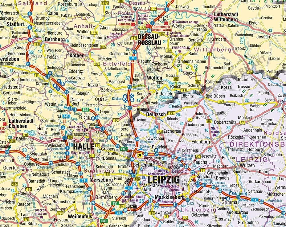 Road Map Of East Germany 90 X 130cm