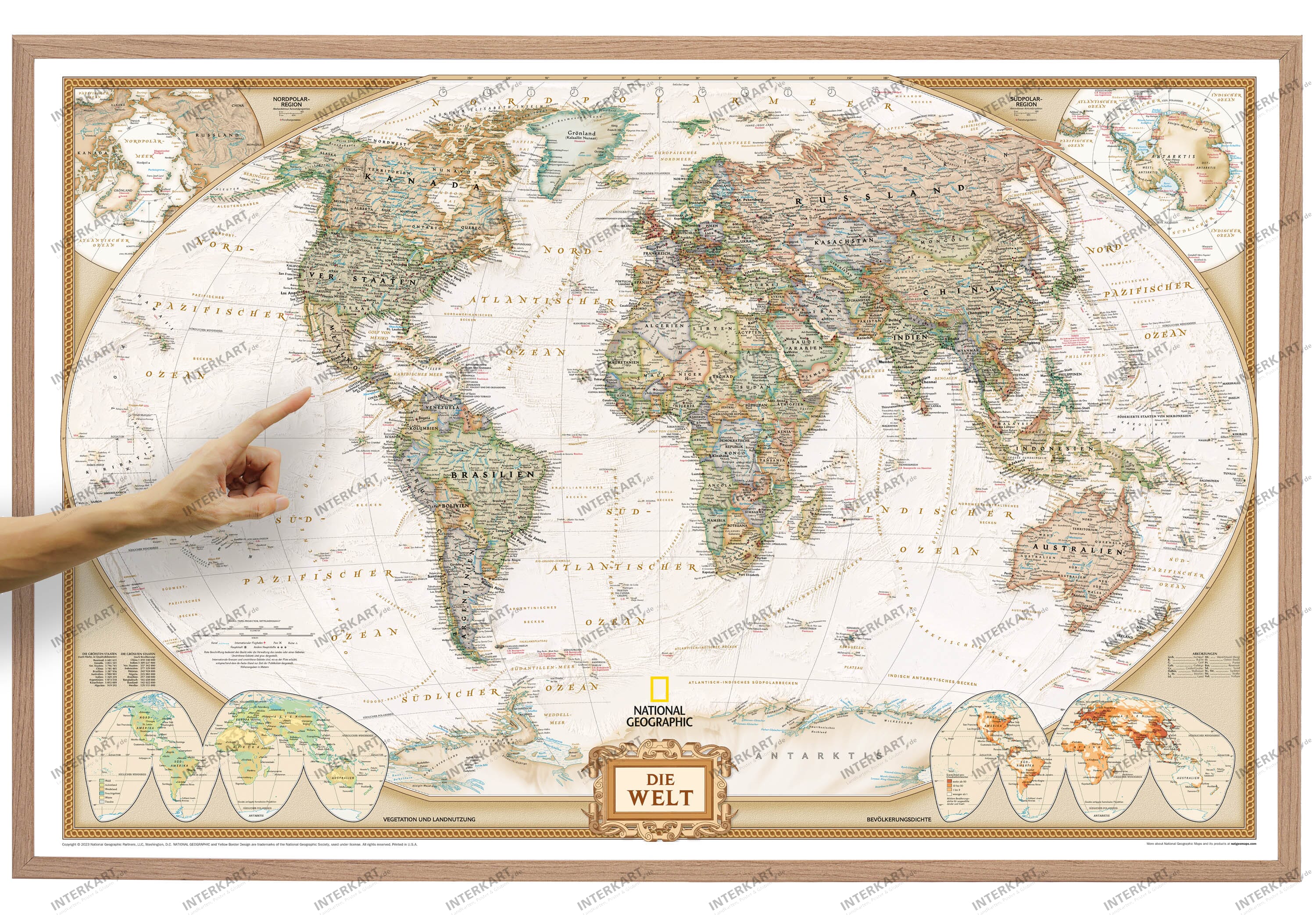 Executive NGS verdenskort på tysk på Cork Pinboard