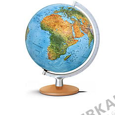 Hand crafted double image globe 30 cm with silver colored meridian
