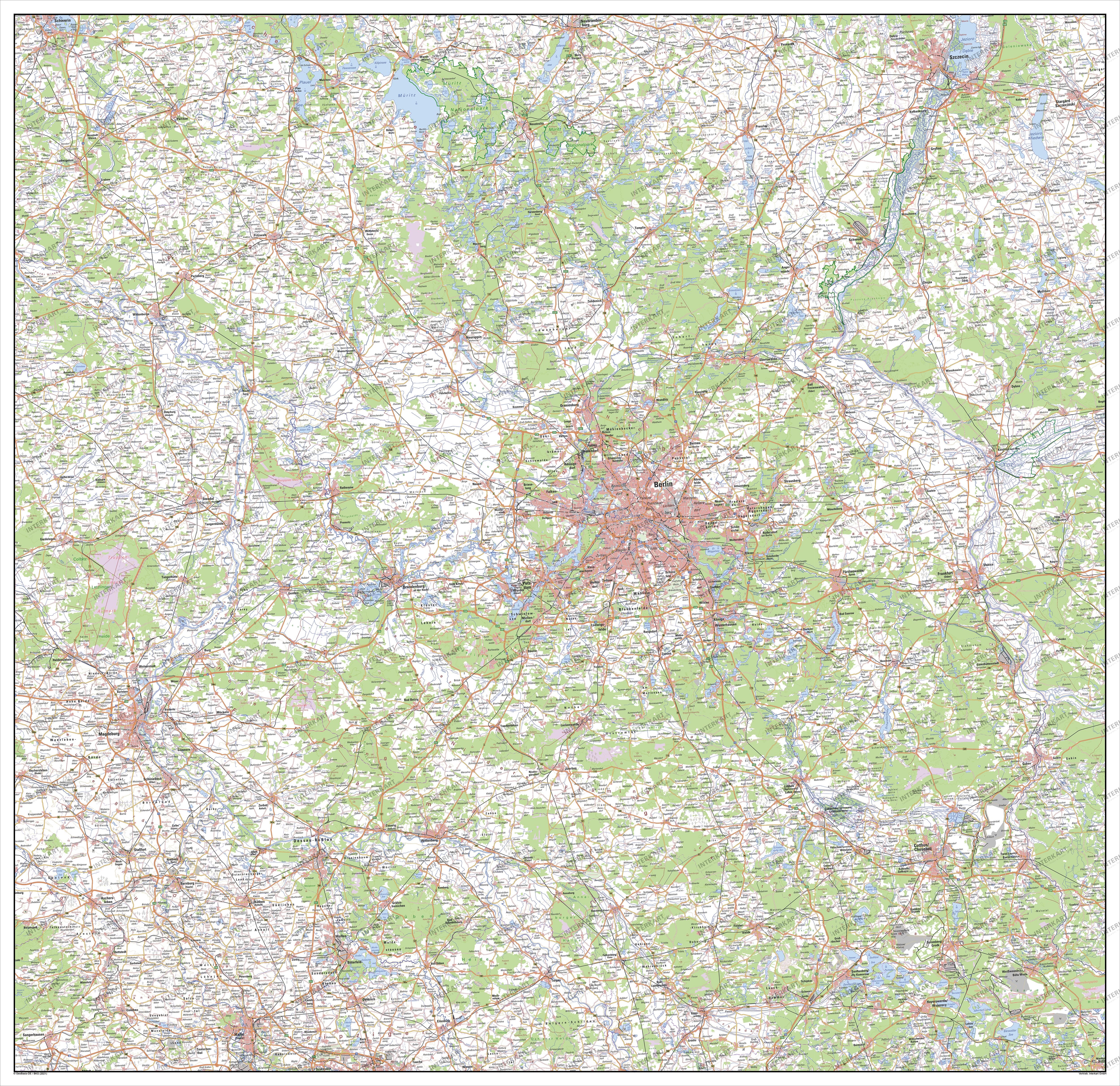 Digital Map of  Brandenburg / Berlin