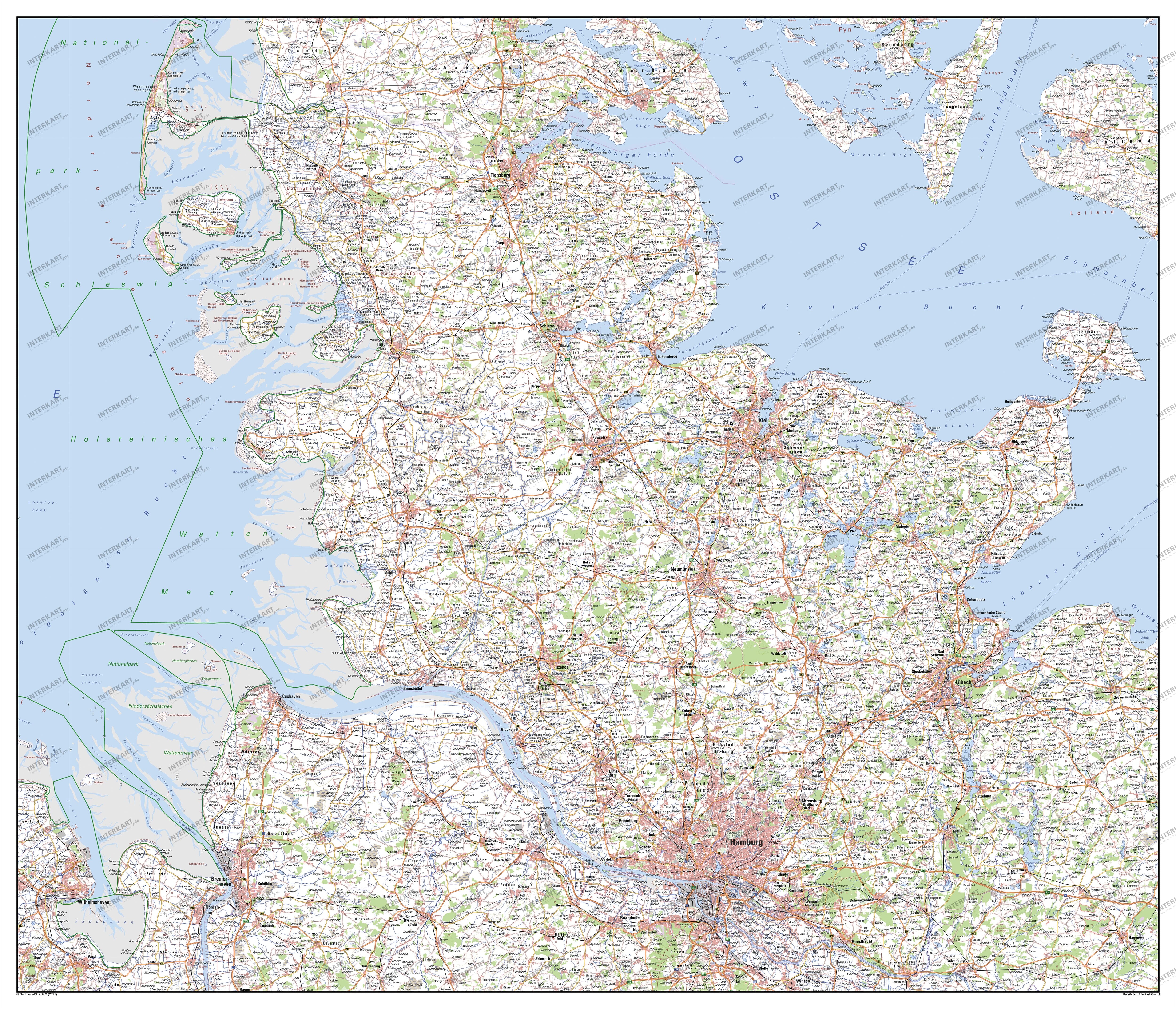 Digital Map of Schleswig-Holstein