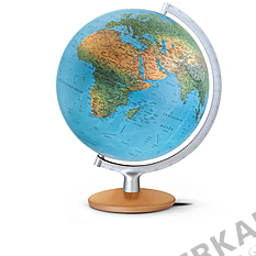Double image globe 30cm with silver colored metal meridian