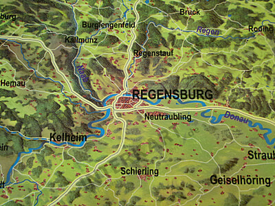 Panorama Wall Map Bavaria 100x135cm